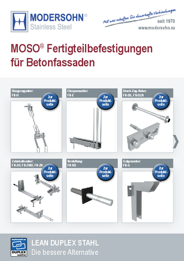 Katalog: Fertigteilbefestigungen für Betonfassaden
