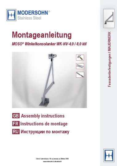 Montageanleitung Winkelkonsolanker WK-NV 4,0/8,0 kN