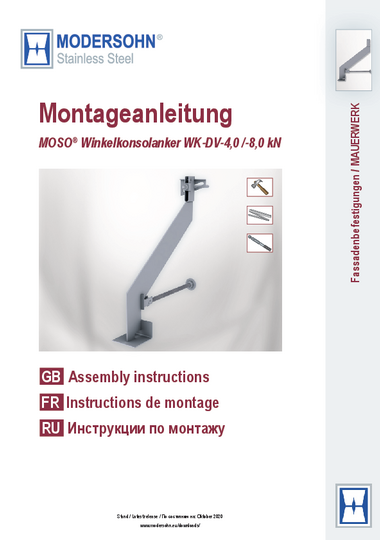 Montageanleitung Winkelkonsolanker WK-DV 4,0/8,0 kN