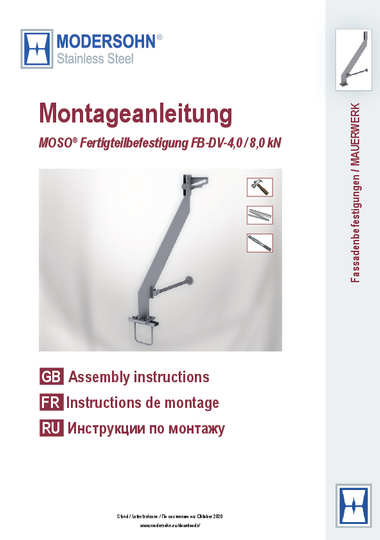 Montageanleitungen Fertigteilbefestigung FB-DV 4,0/8,0 kN
