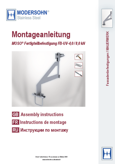 Montageanleitung Fertigteilbefestigung FB-UV 4,0/8,0 kN